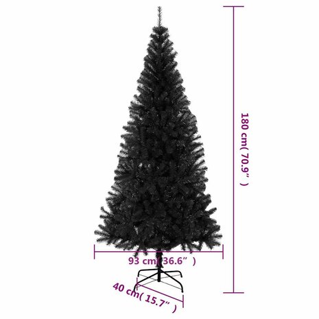 Kunstkerstboom met standaard 180 cm PVC zwart 7