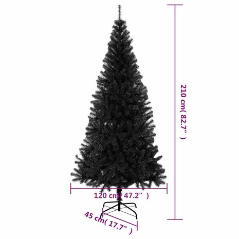 Kunstkerstboom met standaard 210 cm PVC zwart 7