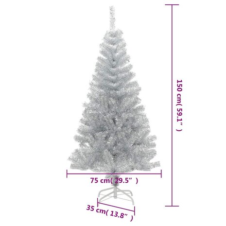 Kunstkerstboom met standaard 150 cm PET zilverkleurig 7