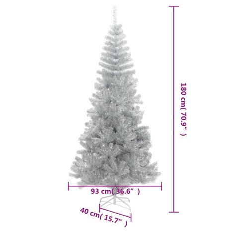 Kunstkerstboom met standaard 180 cm PET zilverkleurig 6