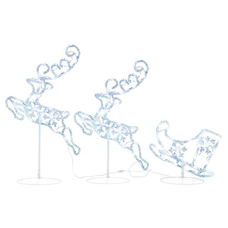Kerstdecoratie rendieren en slee 260x21x87 cm acryl koudwit 2