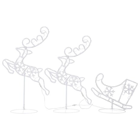 Kerstdecoratie rendieren en slee 260x21x87 cm acryl koudwit 4