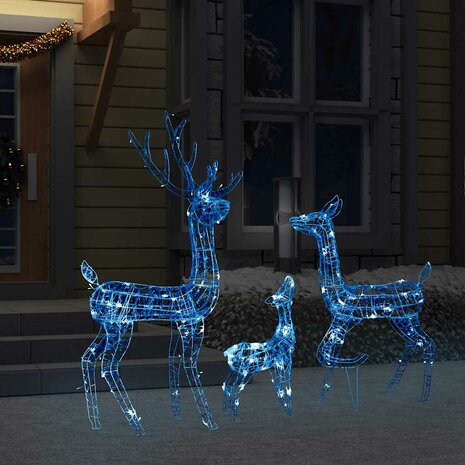 Kerstversiering rendierfamilie 300 LED&apos;s blauw acryl 3