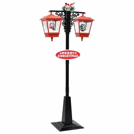Straatlantaarn met kerstman 81x40x188 cm PVC zwart en rood 1