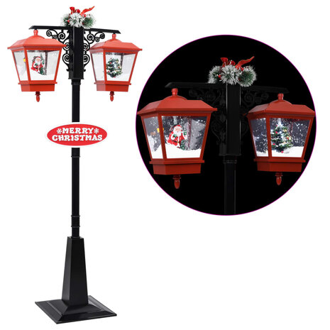 Straatlantaarn met kerstman 81x40x188 cm PVC zwart en rood 2