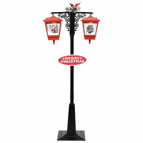 Straatlantaarn met kerstman 81x40x188 cm PVC zwart en rood 3