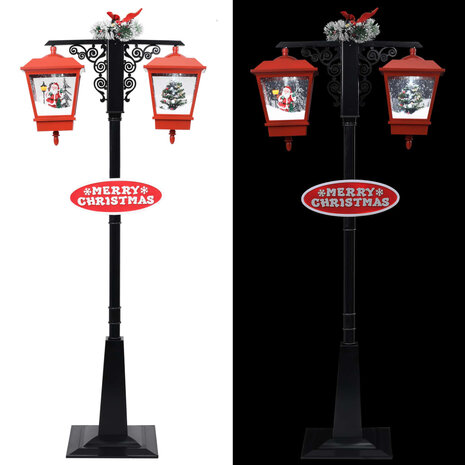 Straatlantaarn met kerstman 81x40x188 cm PVC zwart en rood 4