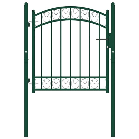 Poort met gebogen bovenkant 100x100 cm staal groen 2