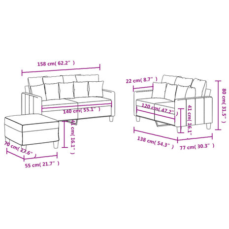4-delige Loungeset met kussens stof bruin 9