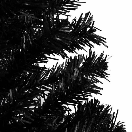 Kunstkerstboom met verlichting en kerstballen 120 cm PVC zwart 3