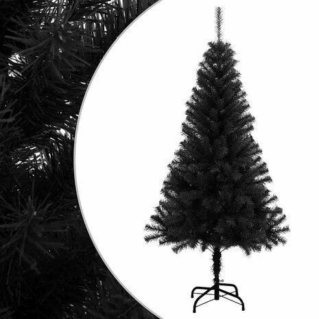 Kunstkerstboom met standaard 150 cm PVC zwart 1