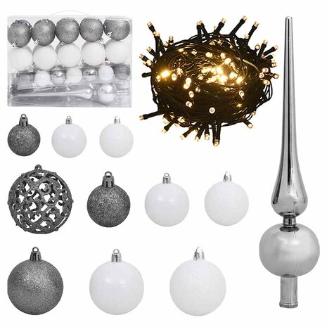 Kunstkerstboom met 150 LED&apos;s kerstballen en sneeuw 120 cm 6