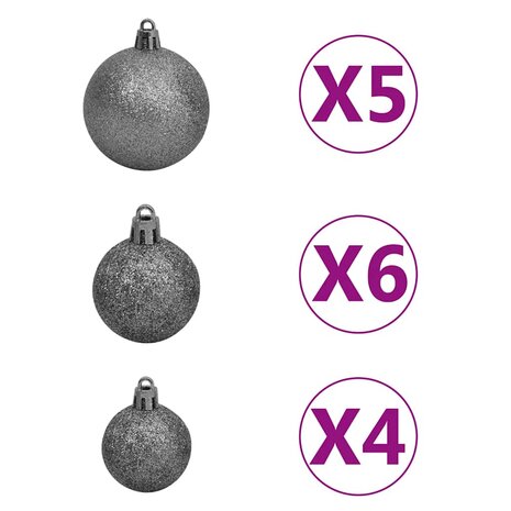 Kunstkerstboom met 150 LED&apos;s kerstballen en sneeuw 120 cm 8