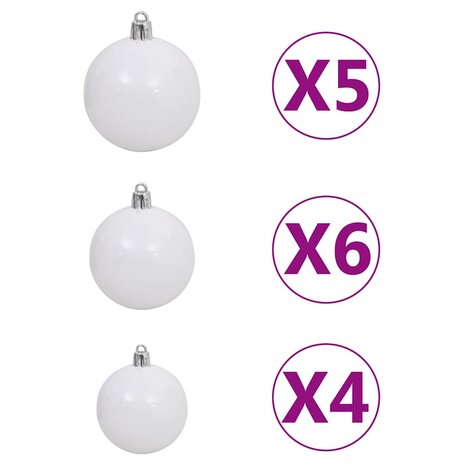 Kunstkerstboom met 150 LED&apos;s kerstballen en sneeuw 120 cm 9
