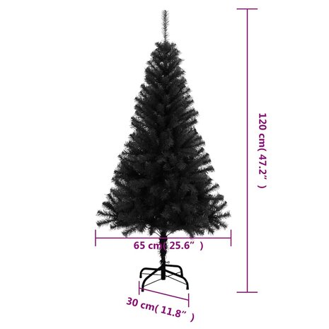 Kunstkerstboom met standaard 120 cm PVC zwart 7