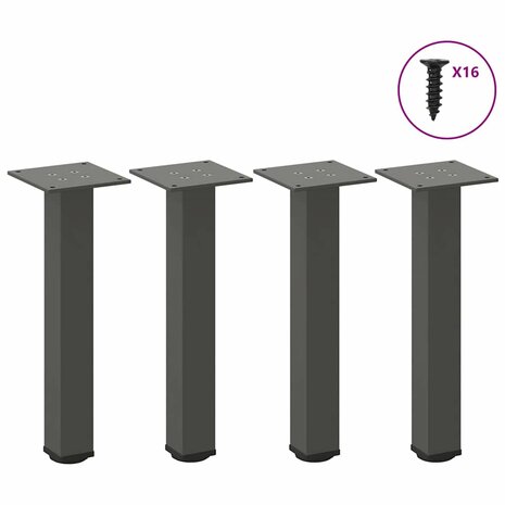 Salontafelpoten 4 st 42-44 cm staal antraciet 1