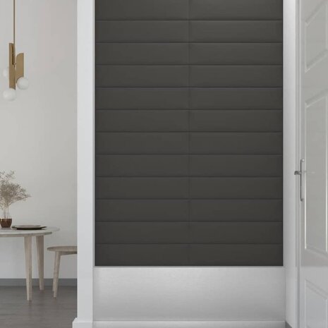 Wandpanelen 12 st 1,08 m² 60x15 cm stof donkergrijs 4