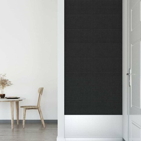 Wandpanelen 12 st 2,16 m² 60x30 cm stof zwart 4