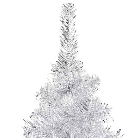 Kunstkerstboom met verlichting en kerstballen 120 cm PET zilver 4