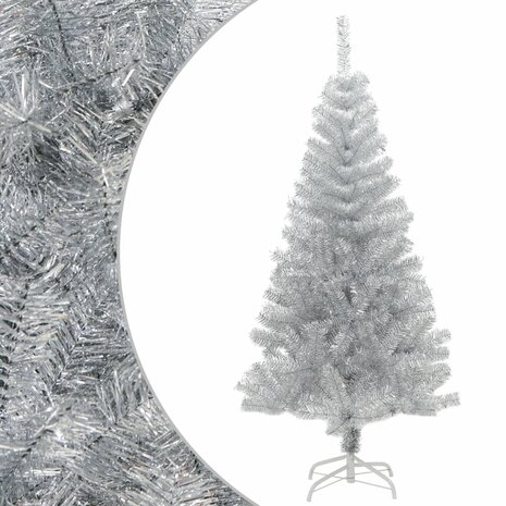 Kunstkerstboom met standaard 120 cm PET zilverkleurig 1