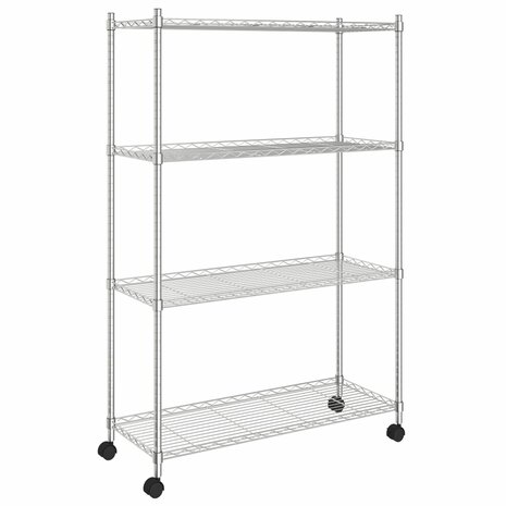 Opbergrek 4-laags met wielen 200 kg 90x35x142 cm chroomkleurig 2