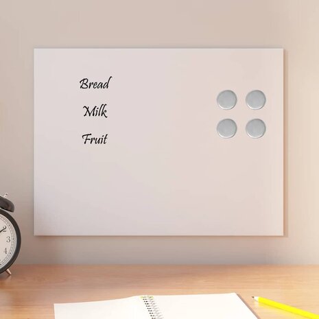 Magneetbord voor aan de wand 40x30 cm gehard glas wit 1