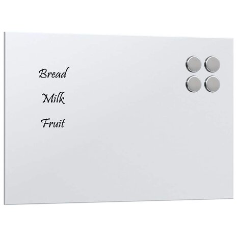 Magneetbord voor aan de wand 40x30 cm gehard glas wit 2