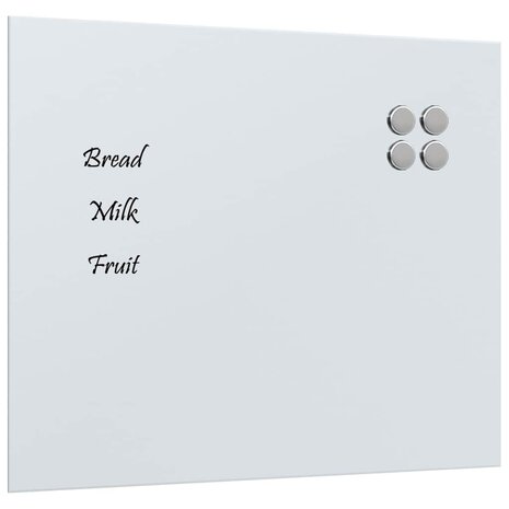 Magneetbord voor aan de wand 60x50 cm gehard glas wit 2