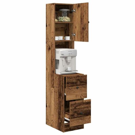 Keukenkast met lade met plank met opslag Oud hout Bewerkt hout 3