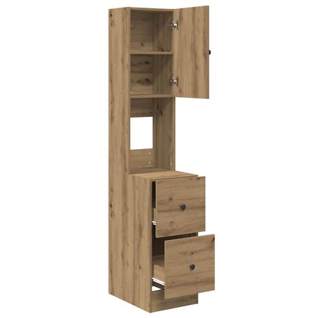 Keukenkast met lade artisanaal eikenkleurig Bewerkt hout 5