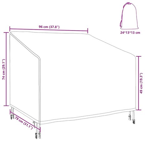 Tuinstoelhoes Zwart 96 x 79 x 74 cm 210D oxford stof 8