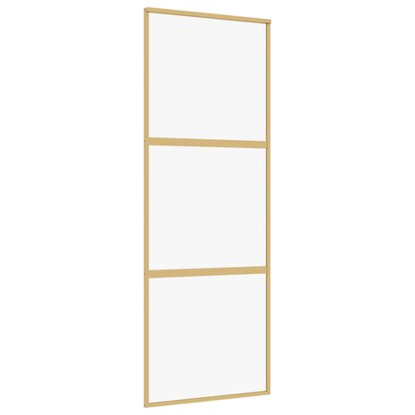 Schuifdeur 76x205 cm helder ESG-glas en aluminium goudkleurig 2