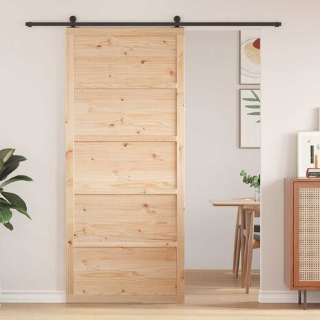 Schuifdeur Naturel 90 x 208 cm Massief grenenhout 1