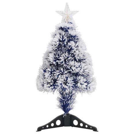Kunstkerstboom met verlichting 64 cm glasvezel wit en blauw 2