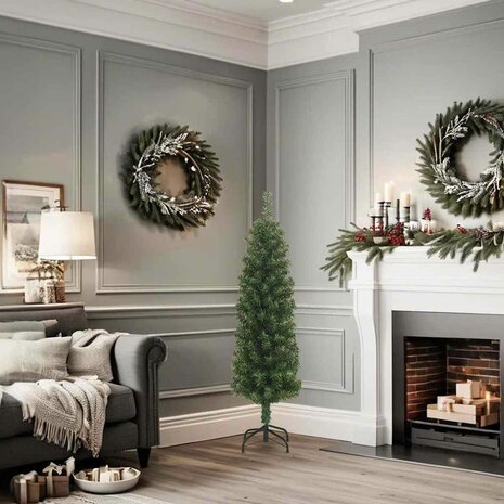 Kunstkerstboom met standaard smal 120 cm PVC groen 2
