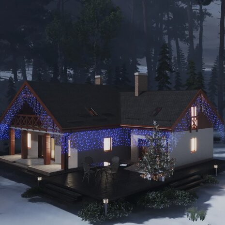 Lichtgordijn met 400 LED&apos;s en 8 functies 10 m blauw 1