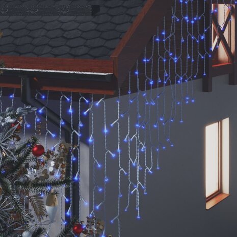 Lichtgordijn met 400 LED&apos;s en 8 functies 10 m blauw 4