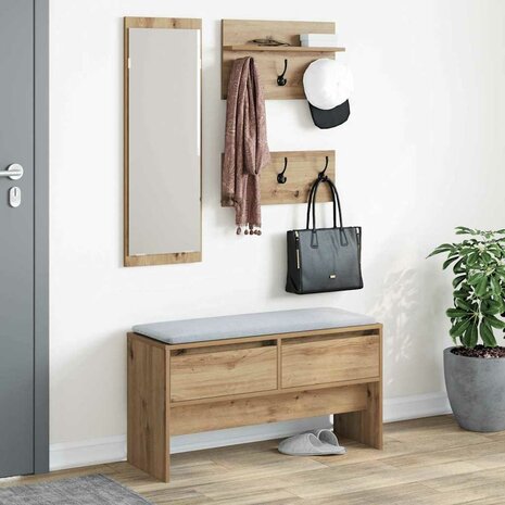 Halmeubelset 4 pcs Zwart eiken 90 x 31 x 46.5 cm Bewerkt hout 4