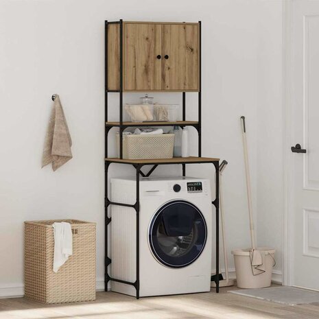 Wasmachinekast artisanaal eikenkleurig 68 x 48,5 x 194 cm 1
