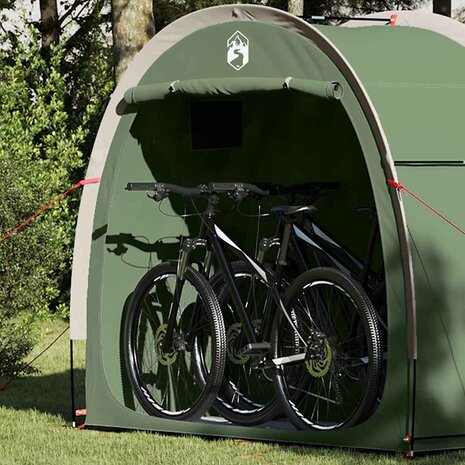 Fietstent met dak met opslag Groen 210 x 90 x 174 cm 4