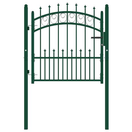 Poort met speerpunten 100x100 cm staal groen 2