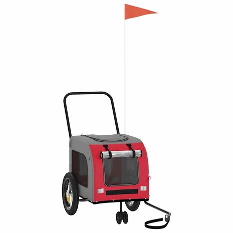 Fietskar voor huisdieren Rood en grijs 124.5 x 63.5 x 53 cm 2