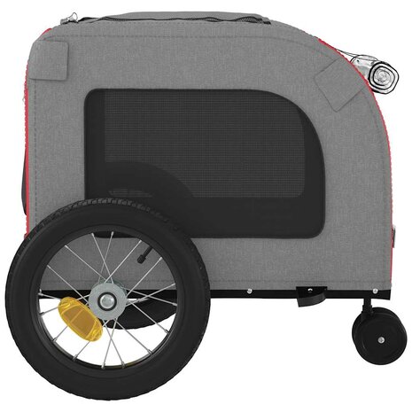 Fietskar voor huisdieren Rood en grijs 124.5 x 63.5 x 53 cm 9