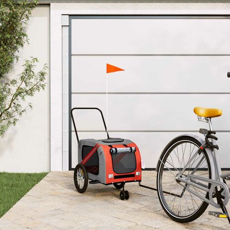 Fietskar voor huisdieren, oranje en grijs Oxford-stof en ijzer 1