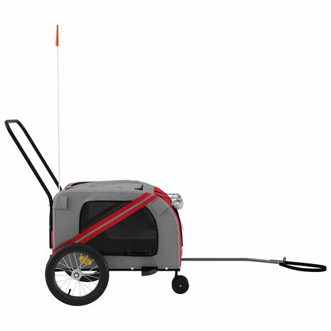 Fietskar voor huisdieren, rood en grijs Oxford-stof en ijzer 6