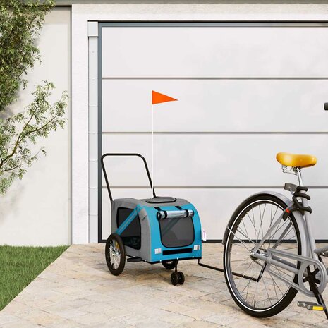 Fietskar voor huisdieren, blauw en grijs Oxford-stof en ijzer 1
