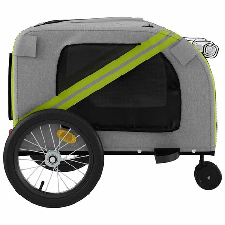 Fietskar voor huisdieren, groen en grijs Oxford-stof en ijzer 7