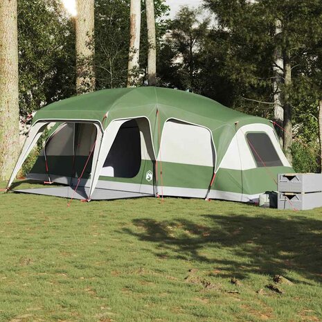 Familietent met verandakoepel 9-persoons waterdicht groen 3