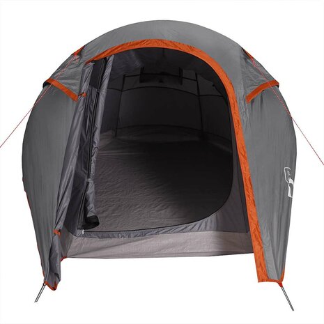 Tunneltent 2-persoons waterdicht grijs en oranje 7