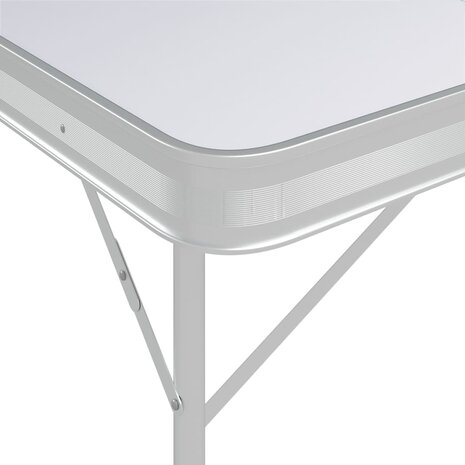 Campingtafel inklapbaar met 2 banken aluminium wit 6